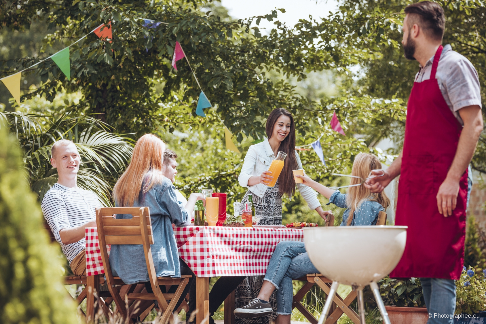 Friends partying in garden