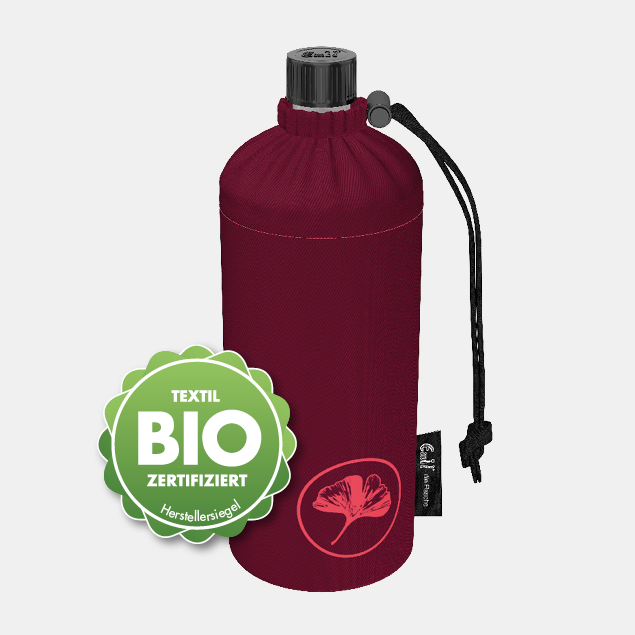 Glastrinkflasche Ginkgo