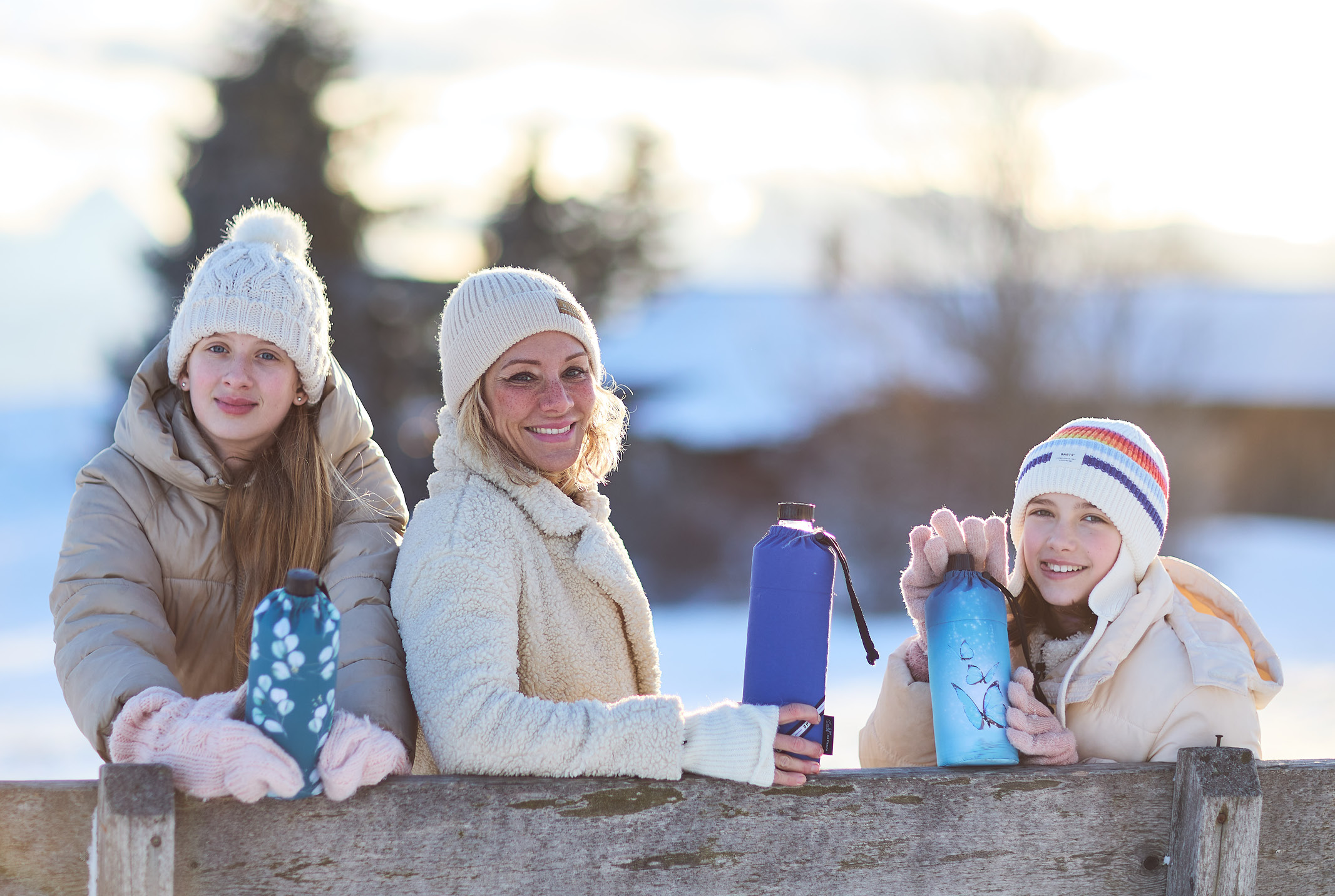 Emil Glastrinkflaschen mit Wintermotiv