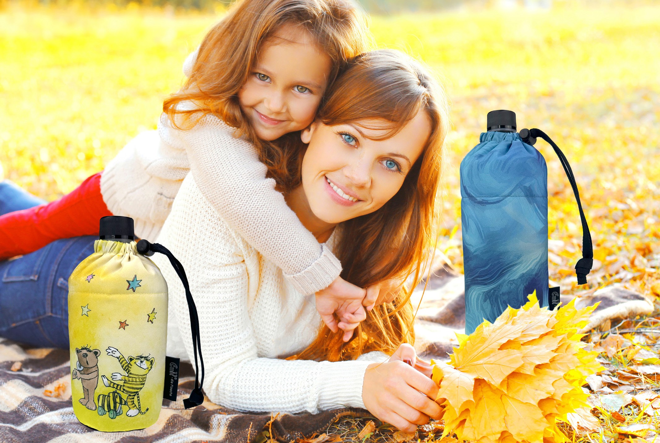 Herbst Bild Mutter und Tochter mit Emil Flaschen